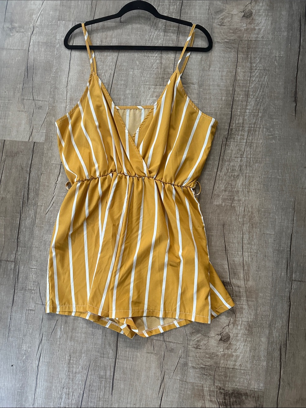 Mustard Striped Short Romper